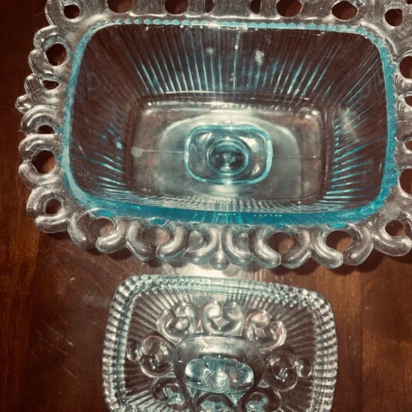 Vintage Blue Glass Pedestal Dish - Picture 2 of 4